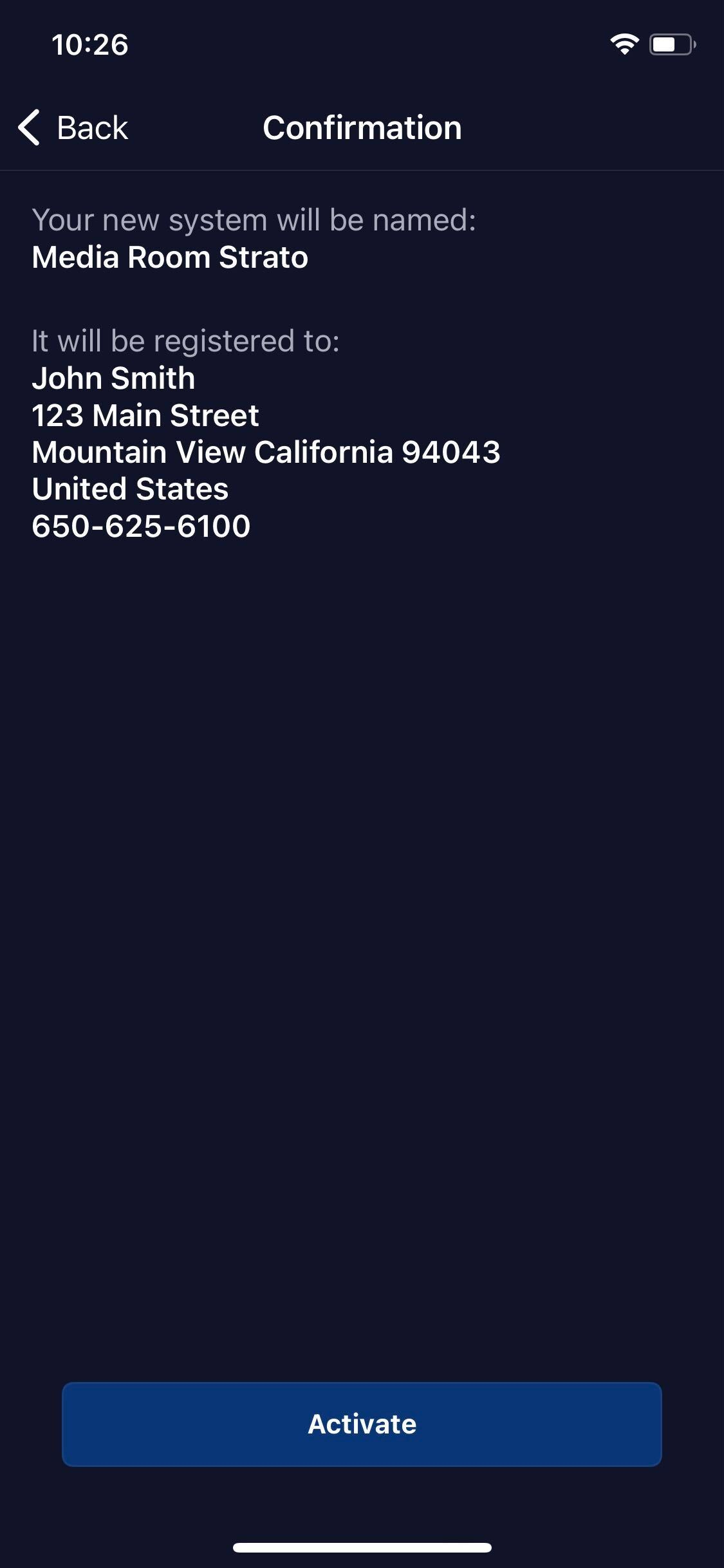 Mobile activation - confirmation
