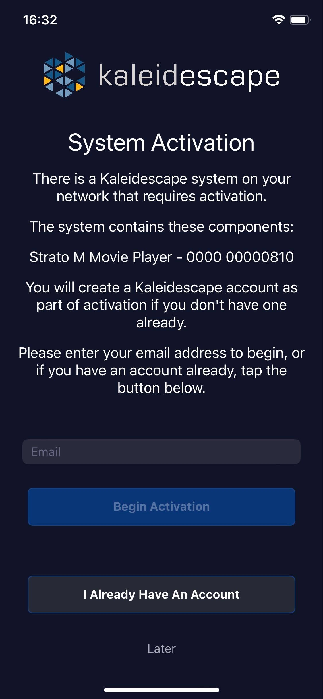Mobile activation - enter email