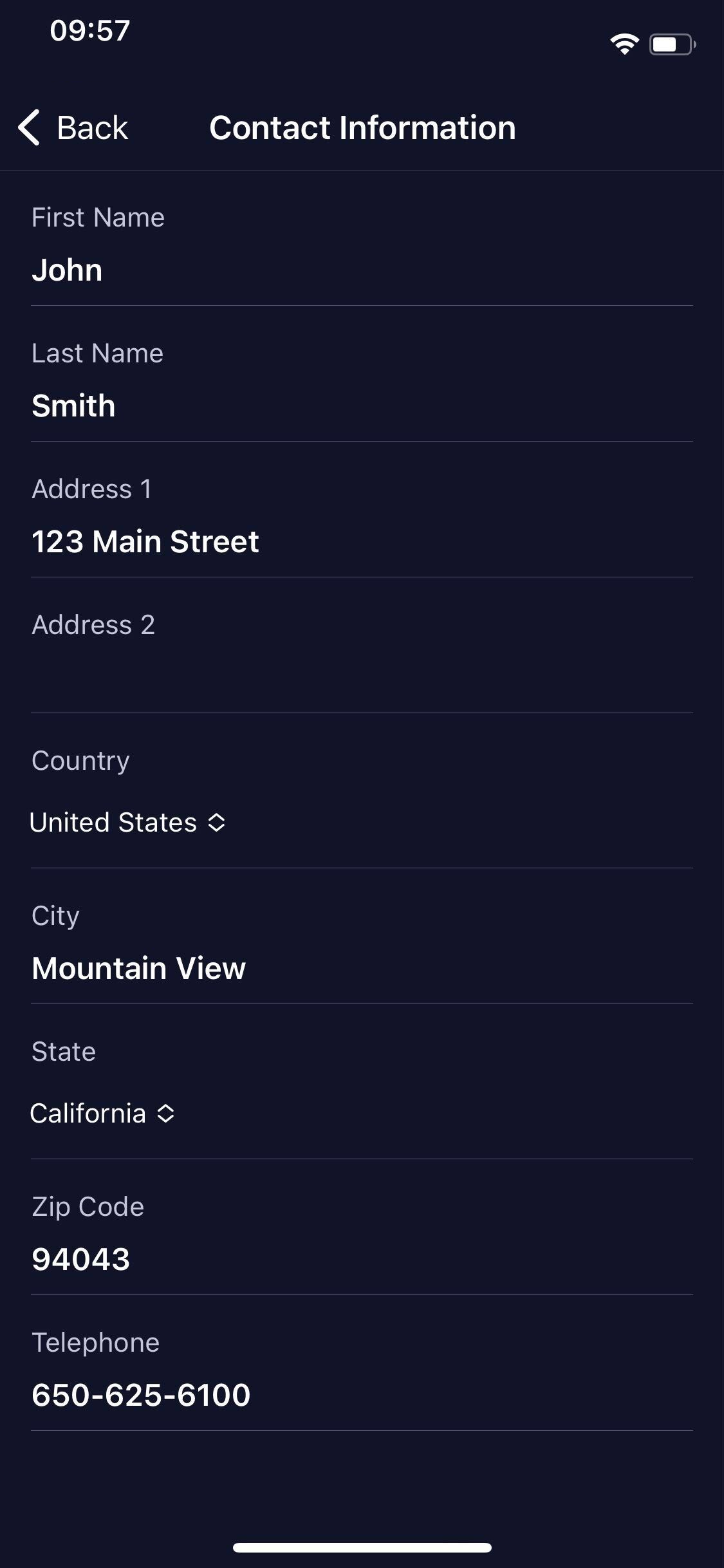 Mobile activation - contact information
