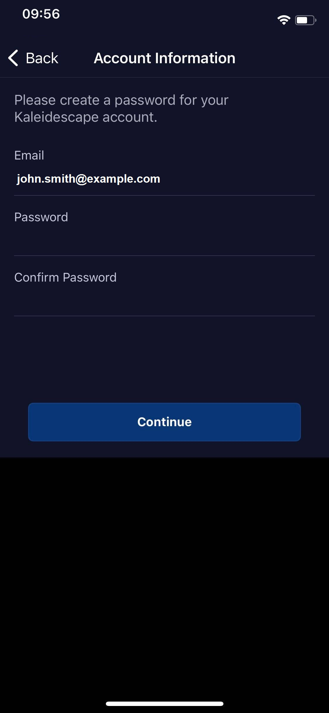 Mobile activation - create password
